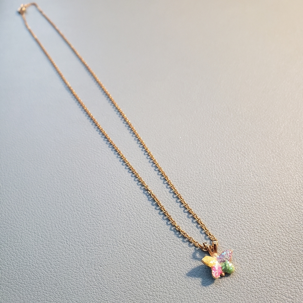3/$15 5/$20 Vintage Y2K Gold Plated Colourful Sparkle Glitter Butterfly Necklace - Picture 6 of 11